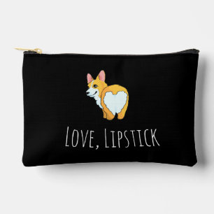 'Love, Lipstick, & Corgis' Corgi Lovers, Black Accessory Pouch
