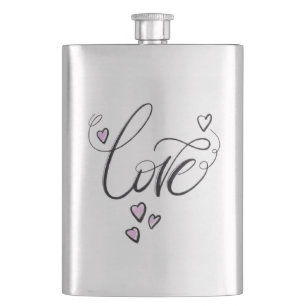 Love Liquid Gold   Sleek Minimalist Script Party  Hip Flask