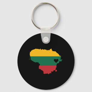 Love Lithuania Gift Lithuanian Pride Heart Key Ring