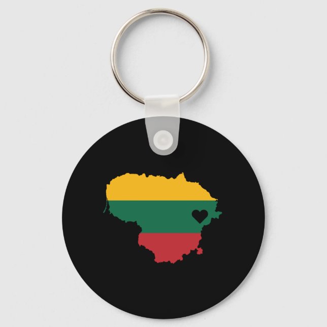 Love Lithuania Gift Lithuanian Pride Heart Key Ring (Front)