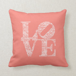 LOVE little letters and coral background Cushion