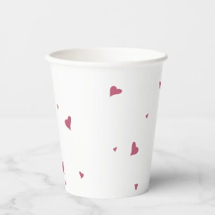 LOVE Little Pink Hearts & White Paper Cups