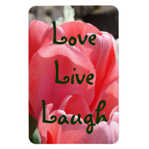 Love Live Laugh magnets Pink Tulips Spring Florals