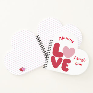 LOVE Live Laugh Pink Hearts Notebook