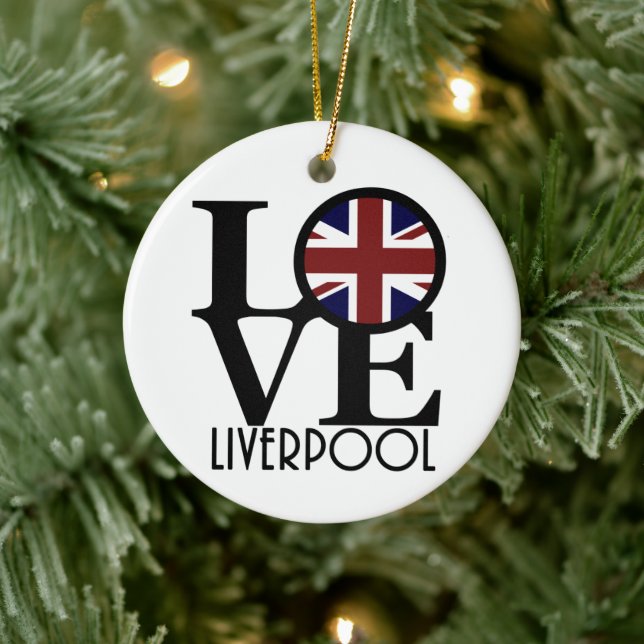 LOVE Liverpool England (UK Flag) Ceramic Ornament (Tree)