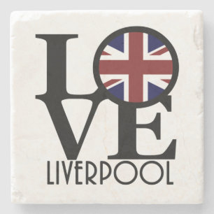 LOVE Liverpool UK Flag Stone Coaster
