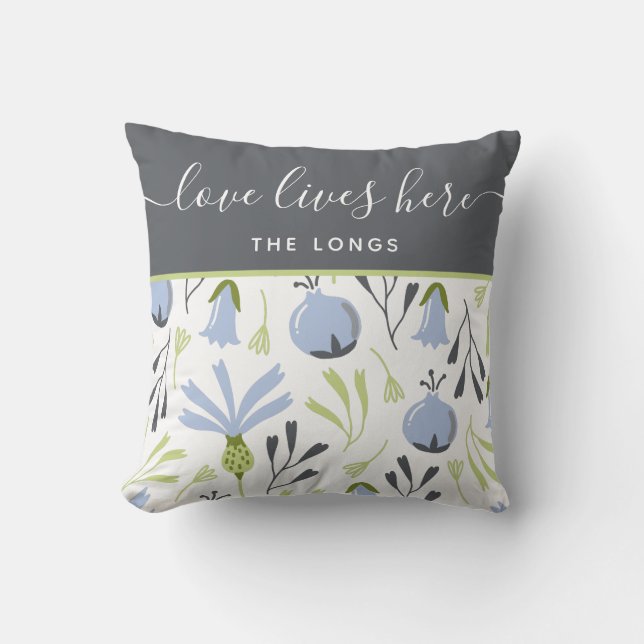 Love Lives Here Name Throw Pillow (Front)