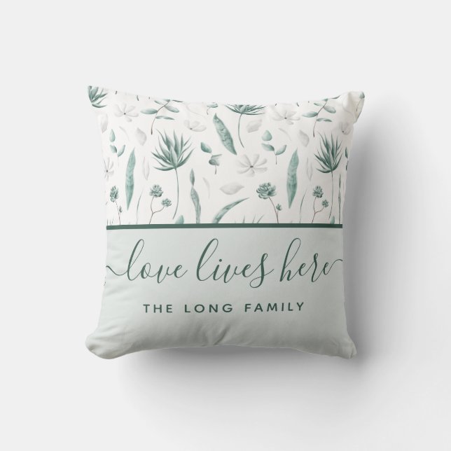 Love Lives Here Name Throw Pillow (Front)