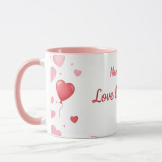 Love lives here - Pink and Red hearts  Mug