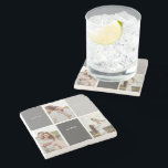Love Lives Here | Three Photo Family Gift Stone Coaster<br><div class="desc">Presenting a heartwarming and personalised gift that celebrates the essence of family, featuring a beautiful grey frame adorned with a touching "Love Lives Here" quote and three cherished photos. Every time the recipient catches a glimpse of this remarkable gift, their heart will be filled with fond memories and a profound...</div>