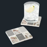 Love Lives Here | Three Photo Family Gift Stone Coaster<br><div class="desc">Presenting a heartwarming and personalised gift that celebrates the essence of family, featuring a beautiful grey frame adorned with a touching "Love Lives Here" quote and three cherished photos. Every time the recipient catches a glimpse of this remarkable gift, their heart will be filled with fond memories and a profound...</div>