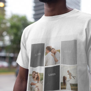 Love Lives Here   Three Photo Family Gift T-Shirt