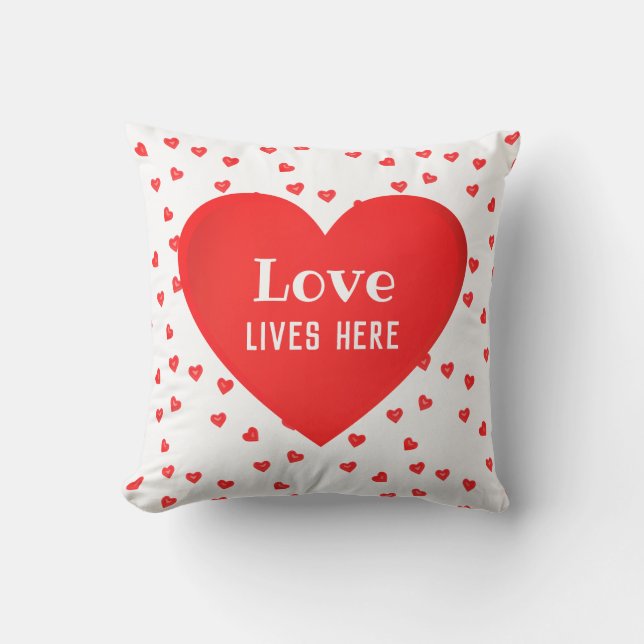 Love Lives Here Valentine's Day Cushion (Front)