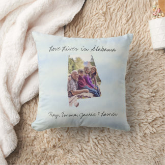 Love Lives In Alabama State Shaped Custom Photo Cushion