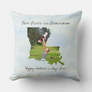 Love Lives In Louisiana State Shaped Custom Photo Cushion