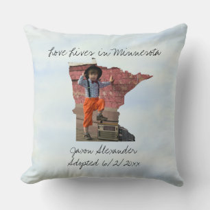 Love Lives In Minnesota State Shaped Custom Photo Cushion