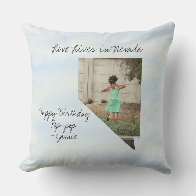Love Lives In Nevada State Shaped Photo Cushion (Front)