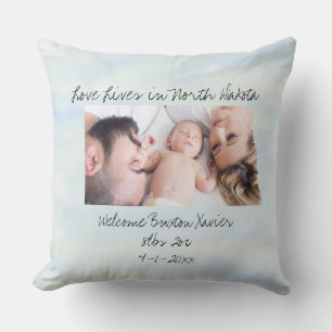 Love Lives In New Dakota State Shaped Photo Cushion