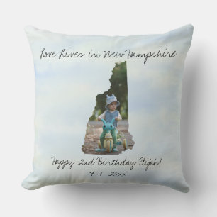 Love Lives In New Hampshire State Shaped Photo Cushion