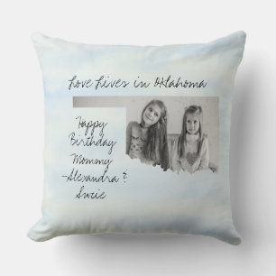 Love Lives In Oklahoma State Shaped Photo Cushion