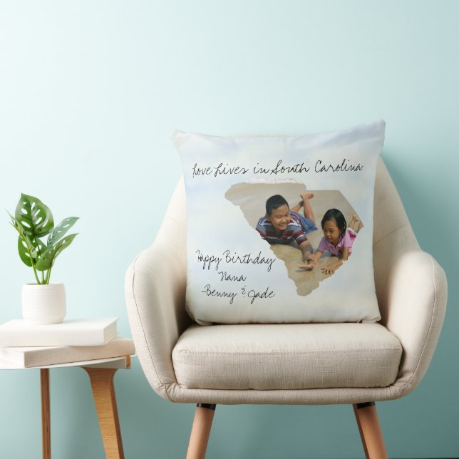 Love Lives In South Carolina State Shaped Photo Cushion (Chair)