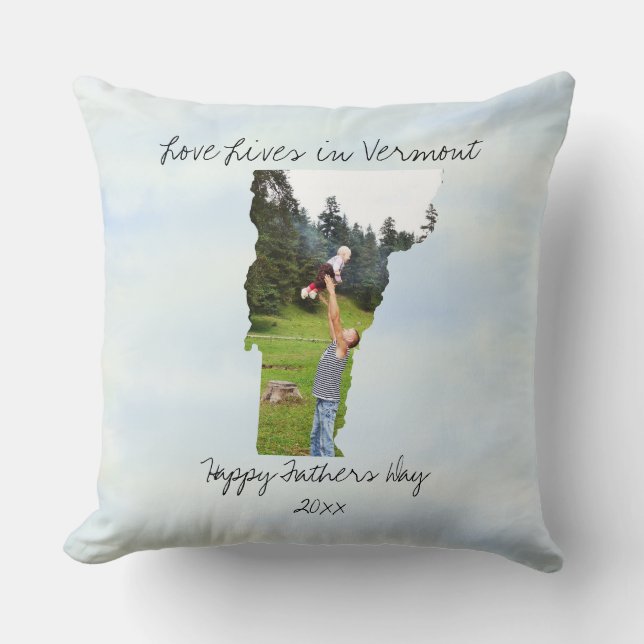 Love Lives In Vermont State Shaped Custom Photo Cushion (Front)
