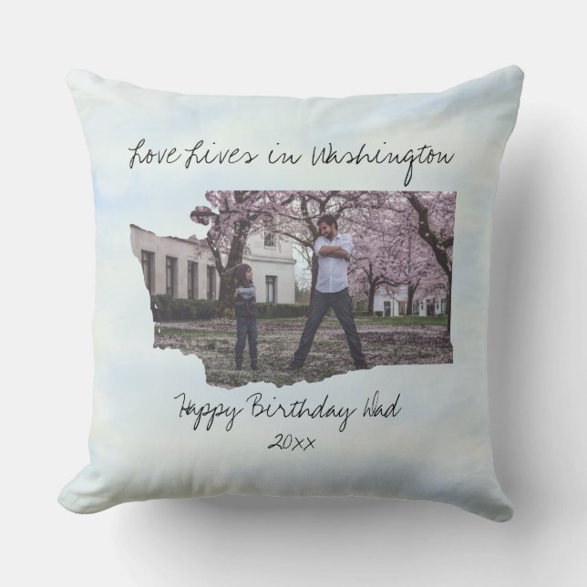 Love Lives In Washington State Shaped Photo Cushion (Front)
