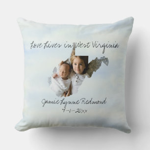 Love Lives In West Virginia State Shaped Photo Cushion