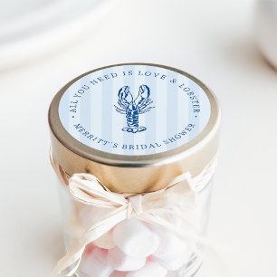 Love & Lobster   Coastal Bridal Shower Favour Classic Round Sticker