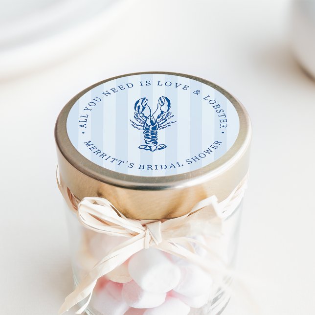 Love & Lobster | Coastal Bridal Shower Favour Classic Round Sticker (Creator Uploaded)