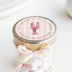 Love & Lobster   Coastal Bridal Shower Favour Classic Round Sticker