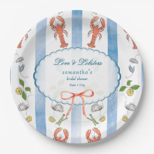 Love & Lobster Coquette Bow Wedding Bridal Shower Paper Plate