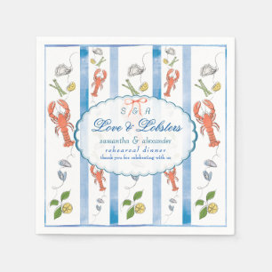 Love & Lobster Red Bow Wedding Rehearsal Dinner Napkin