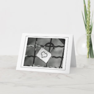 Love lock in black and white greeting card