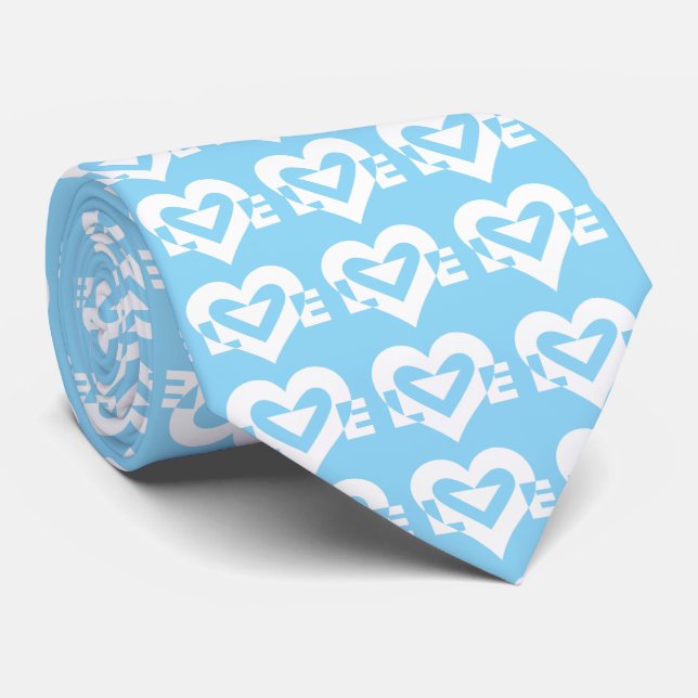 Love Logo, Blue and White Tie (Rolled)