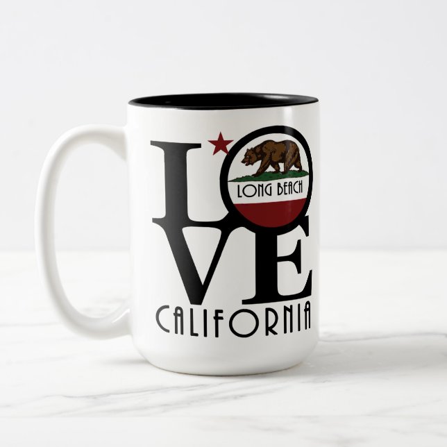 LOVE Long Beach California 15oz Two-Tone Coffee Mug (Left)