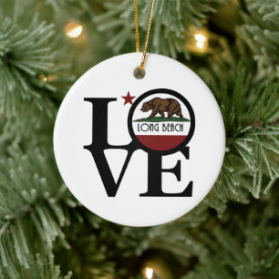 LOVE Long Beach California Ceramic Ornament