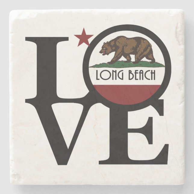 LOVE Long Beach California Stone Coaster (Front)