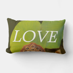 lOVE , lotus pod green Lilly pads inspiration Lumbar Cushion