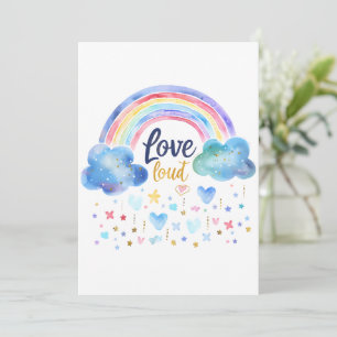 Love Loud Rainbow   Cute Pastel Rainbow Art Invitation