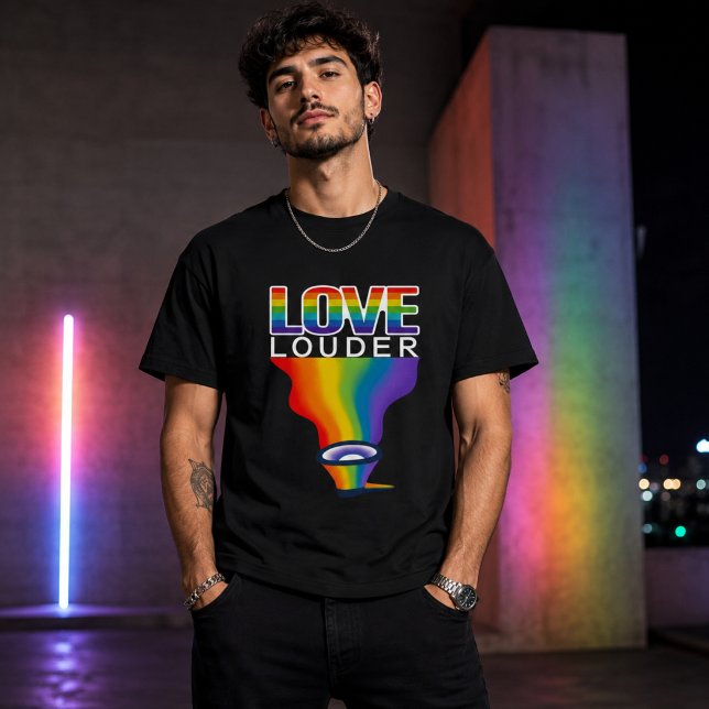 LOVE LOUDER Rainbow LGBTQ+ Pride Graphic T-Shirt (Creator Uploaded)