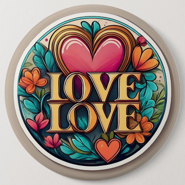 Love love 6 cm round badge (Front)