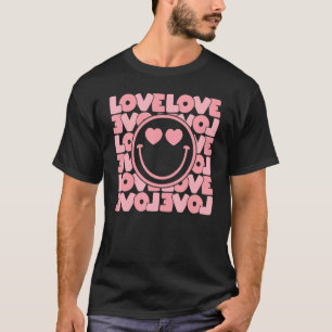 Love Love Happy Face Heart Eyes Retro Valentine's T-Shirt