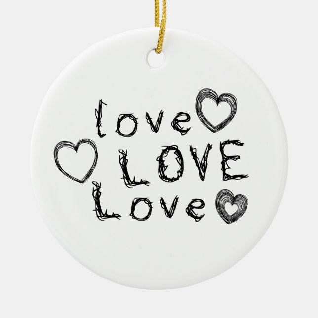 Love, Love, Love  Ceramic Ornament (Front)