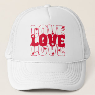 Love Love Love Groovy Typography T-Shirt Trucker Hat