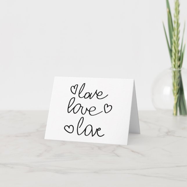 Love, Love, Love in Cursive Writing PERSONALIZED Card (Front)
