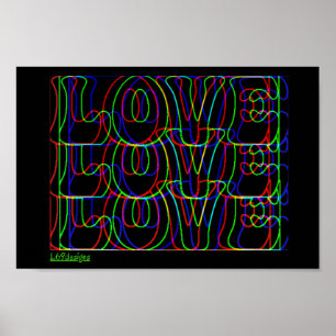 LOVE LOVE LOVE typographic valentines day Poster