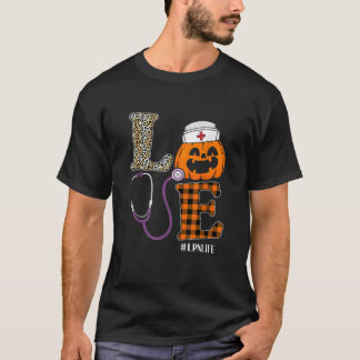 Love LPN Nurse Leopard Pumpkin Halloween Nurse Cos T-Shirt