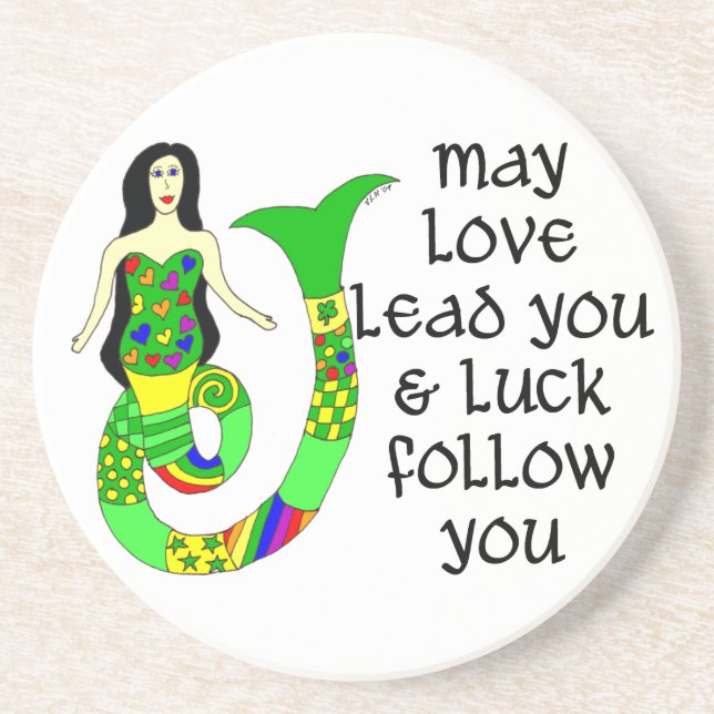 Love & Luck Irish Mermaid Coaster (Front)