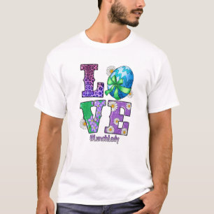LOVE Lunch Lady Bunny Easter Cute Happy Rabbit Egg T-Shirt
